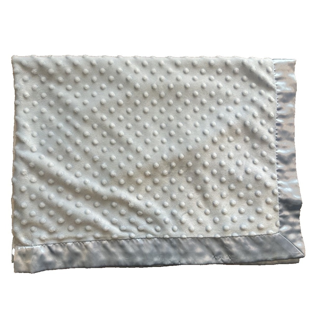 Carters Just One Year Baby Blanket Blue Raised Dots Satin Back Edge 30x40
